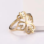 Anillo trébol de cuatro corazones calado de oro