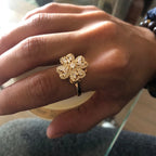 Anillo trébol de cuatro hojas giratorio dorado oro