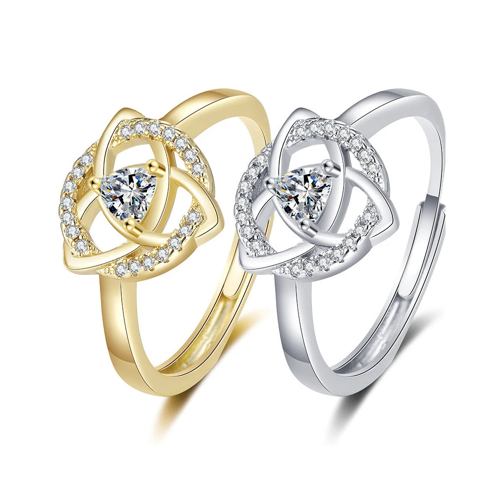 Anillo Triquetra Nudo de la Trinidad Irlandés Celta oro