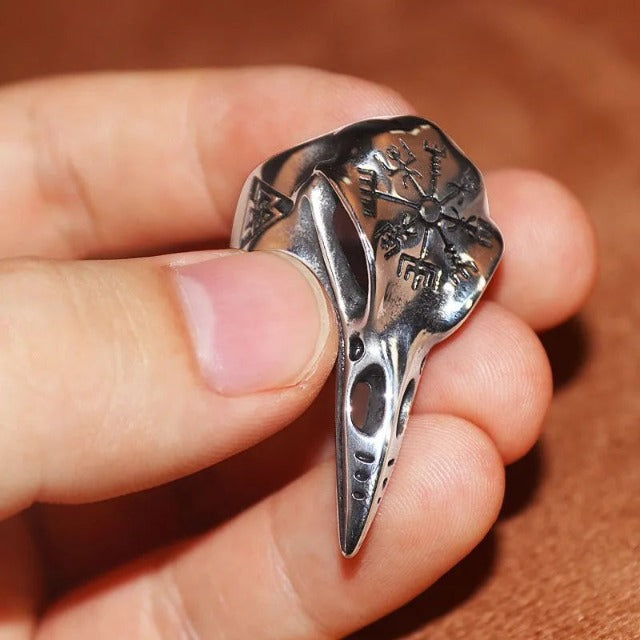 Anillo Vikingo Calavera Cuervo de Odín