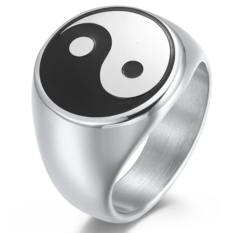Anillo Yin Yang para Hombre plata