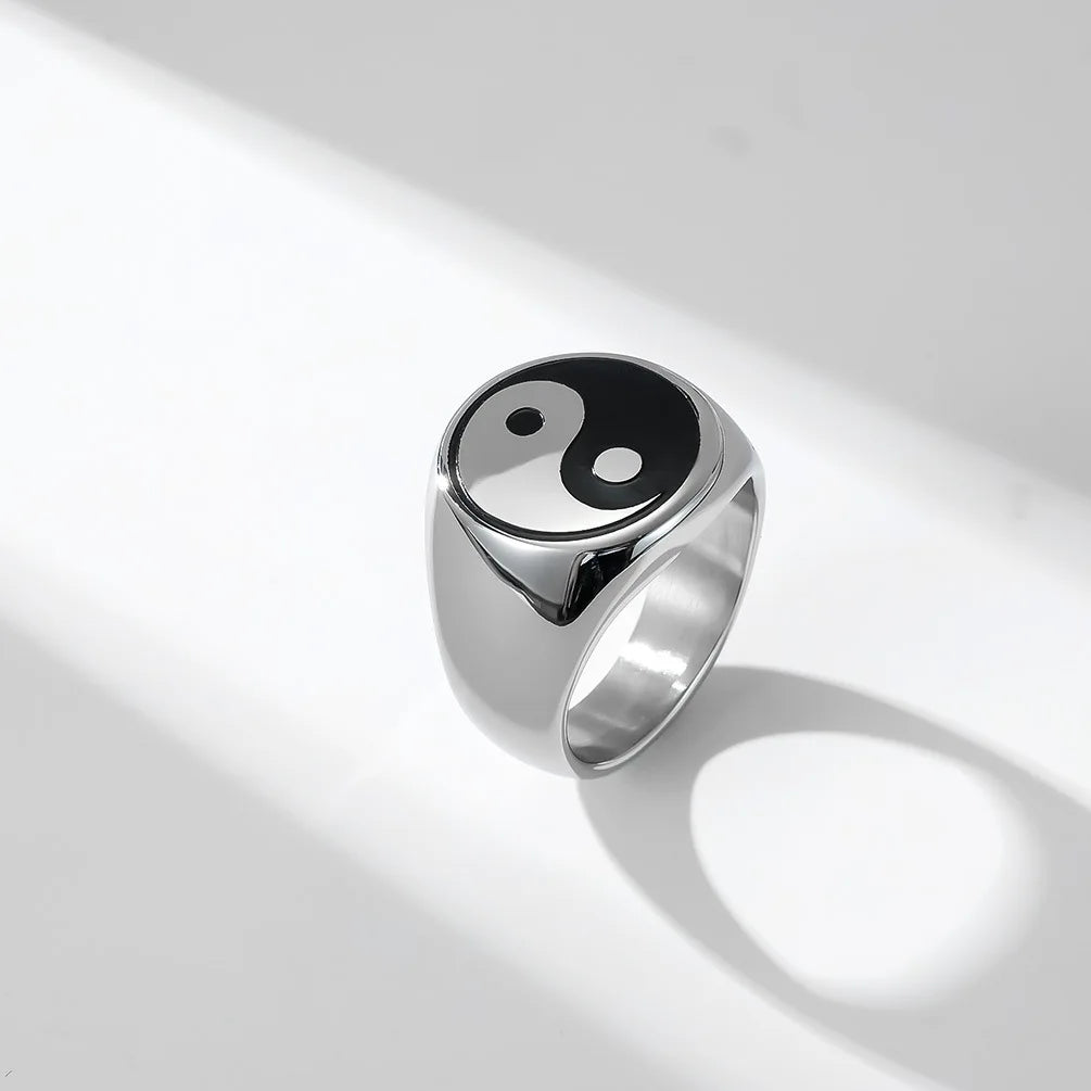 Anillo Yin Yang para Hombre plata