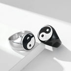 Anillo Yin Yang para Hombre plata