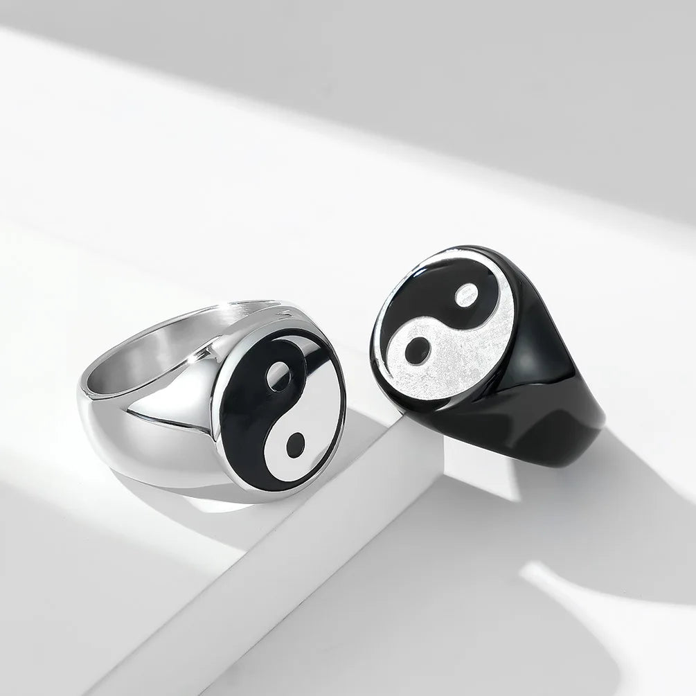Anillo Yin Yang para Hombre plata