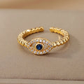 Anillo de Circonita Contra el Mal de Ojo Nazar Boncuk oro