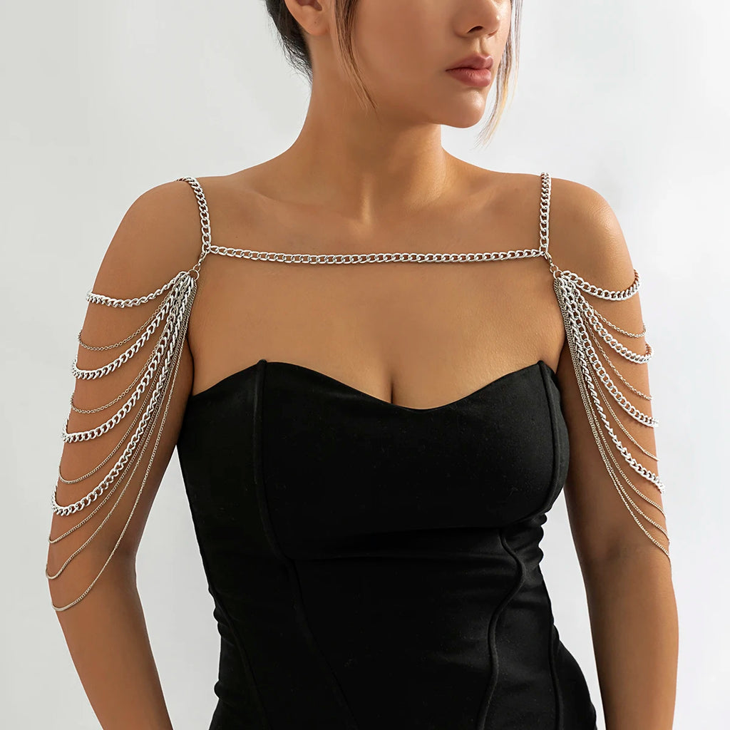 Joya de Hombro Mujer - Clavícula y Cadena de Hombros plata