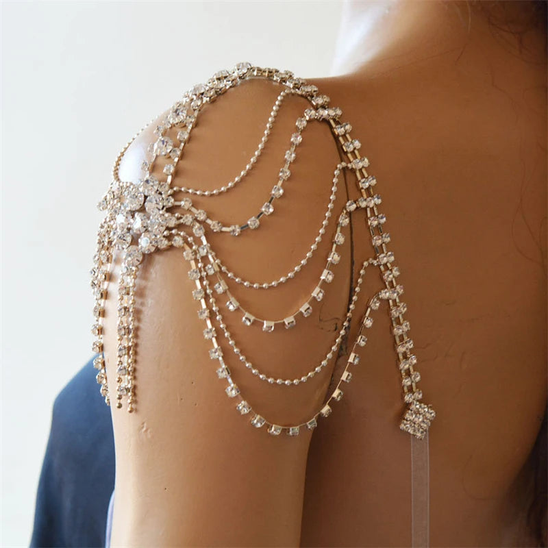 Joya de Hombro para Mujer con Circonitas - Clavícula y Cadena para Hombros