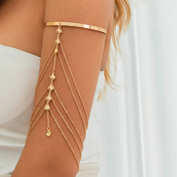 Joya de Bíceps y Brazalete de Brazo para Mujer - Adorno Elegante Cadena de Brazo oro