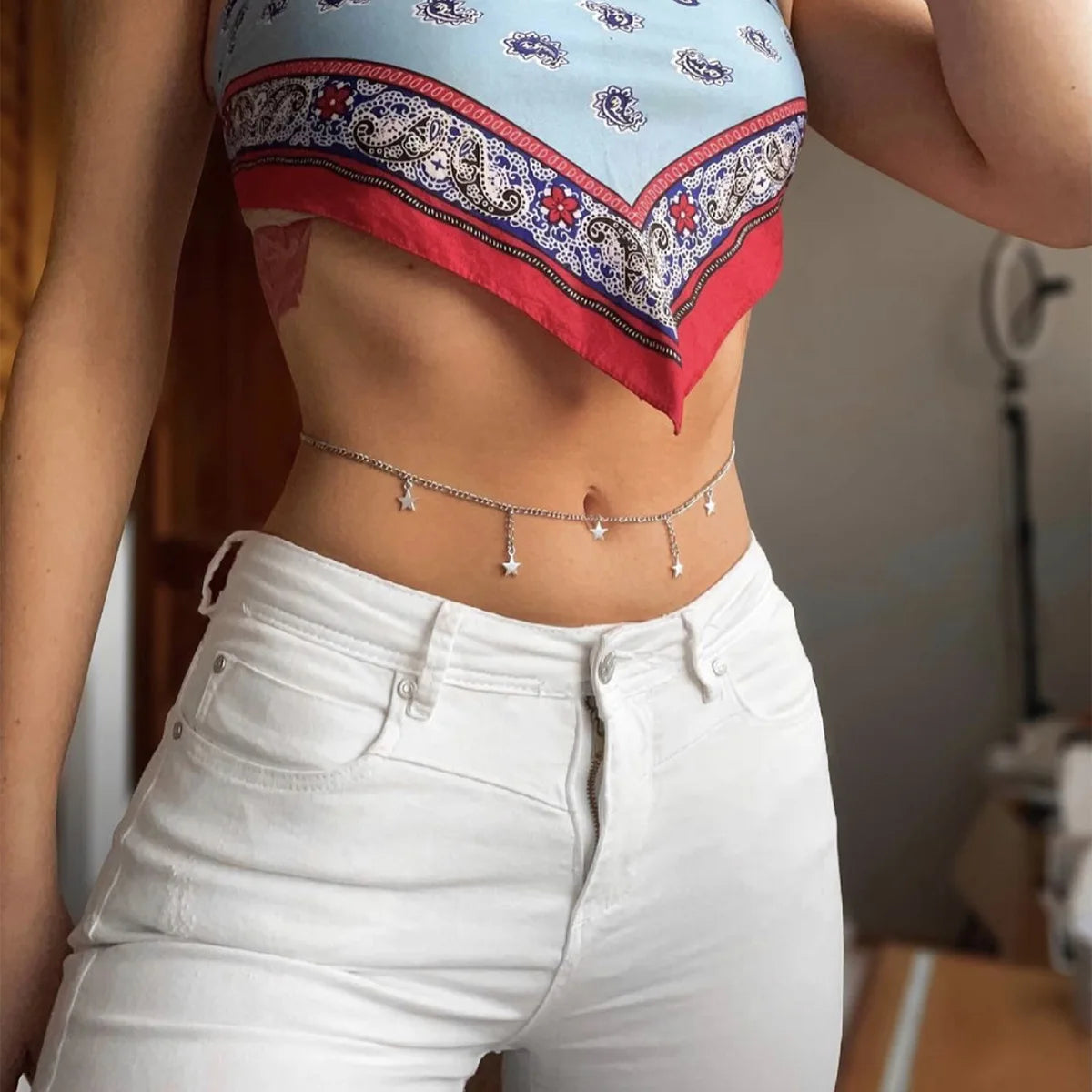 Joya de Cintura y Cadena de Cadera para Mujer - Adorno de Vientre plata