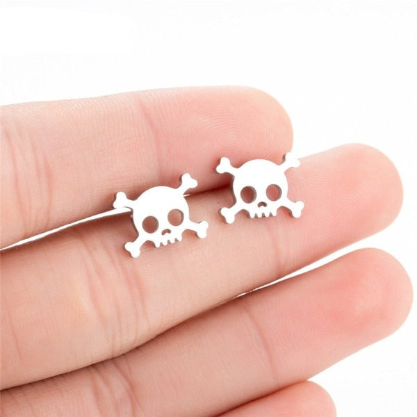 Pendiente Cabeza de Calavera (4 Colores) plata