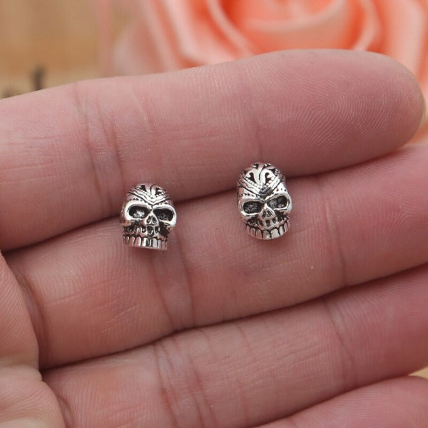 Pendiente Cabeza de Calavera Plata