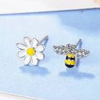 Pendientes abeja y flor de margarita