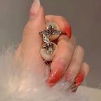 Pendientes abeja y perla blanca