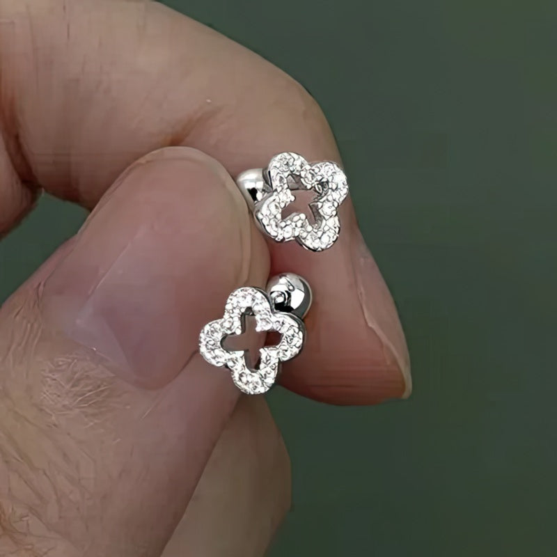 Pendientes calados trébol y strass 