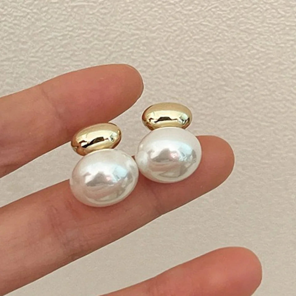 Pendientes con doble perla