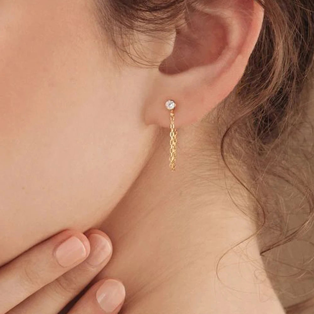 Pendientes de cadena y piedra de nacimiento de abril