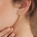 Pendientes de cadena y piedra de nacimiento de abril