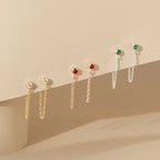 Pendientes de cadena y piedra de nacimiento