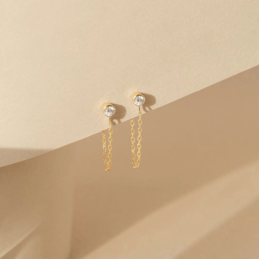 Pendientes de cadena y piedra de nacimiento