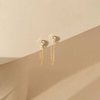 Pendientes de cadena y piedra de nacimiento