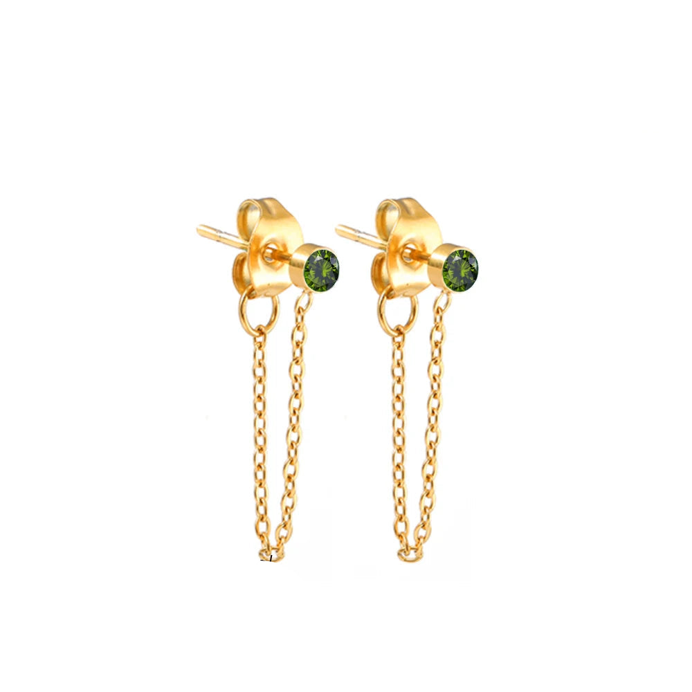 Pendientes de cadena y piedra de nacimiento de agosto