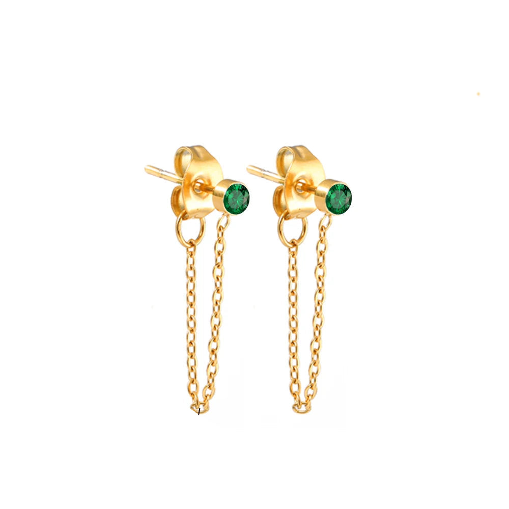 Pendientes de cadena y piedra de nacimiento de mayo