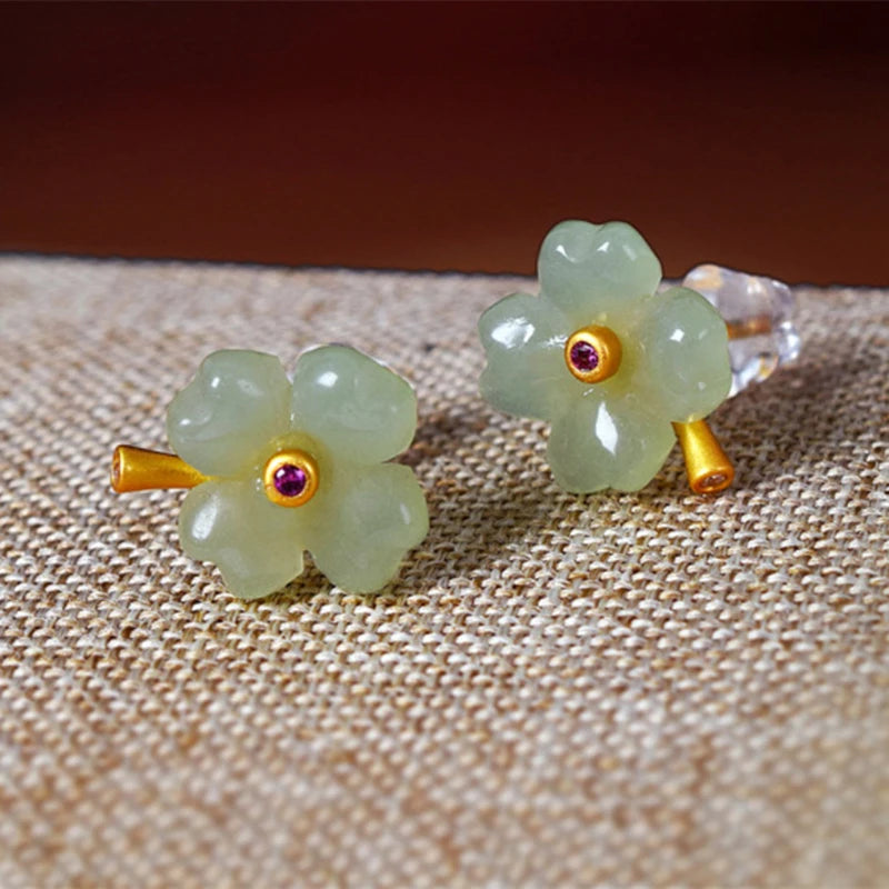 Pendientes de botón con trébol de 4 hojas