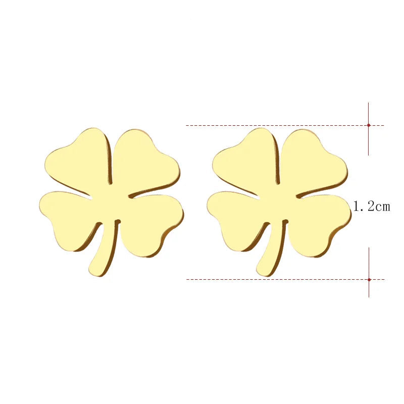 Pendientes de botón con trébol de 4 hojas de la suerte