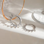 Pendientes de botón Media Luna y Sol plata