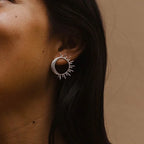 Pendientes de botón Media Luna y Sol plata