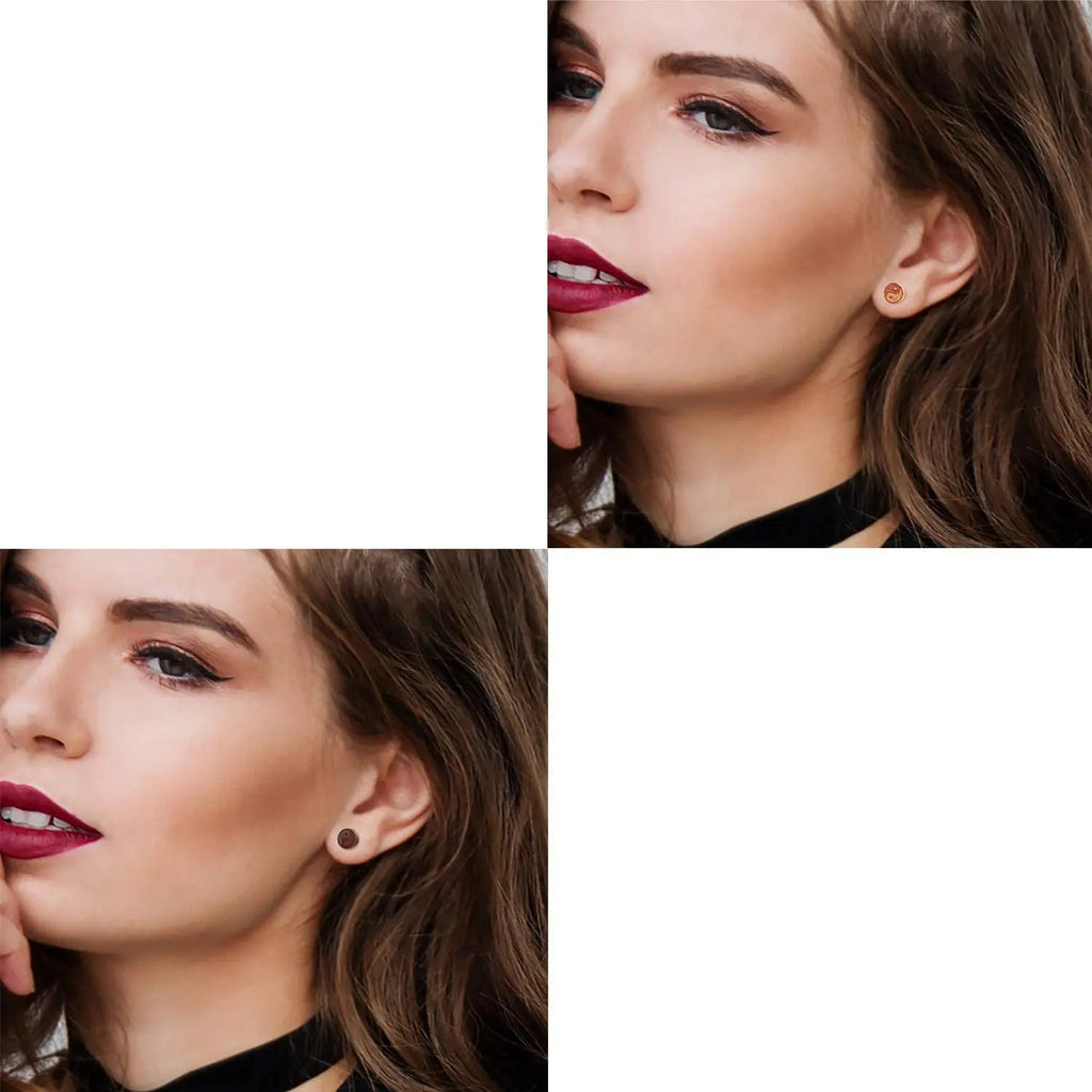 Pendientes de botón de madera Yin Yang mujer