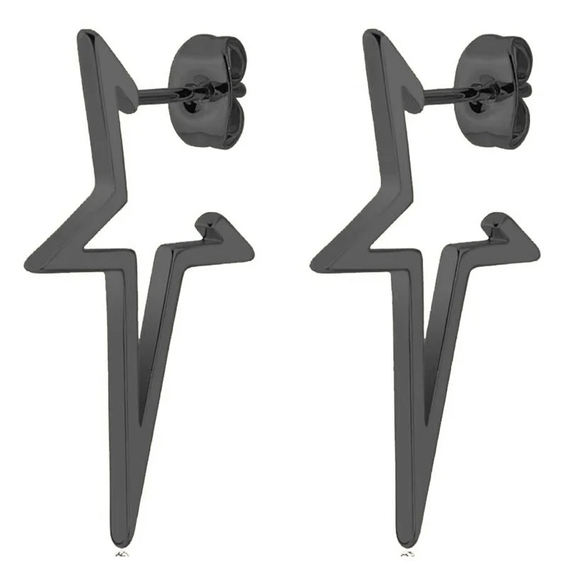 Pendientes de botón estrella estilo punk negro
