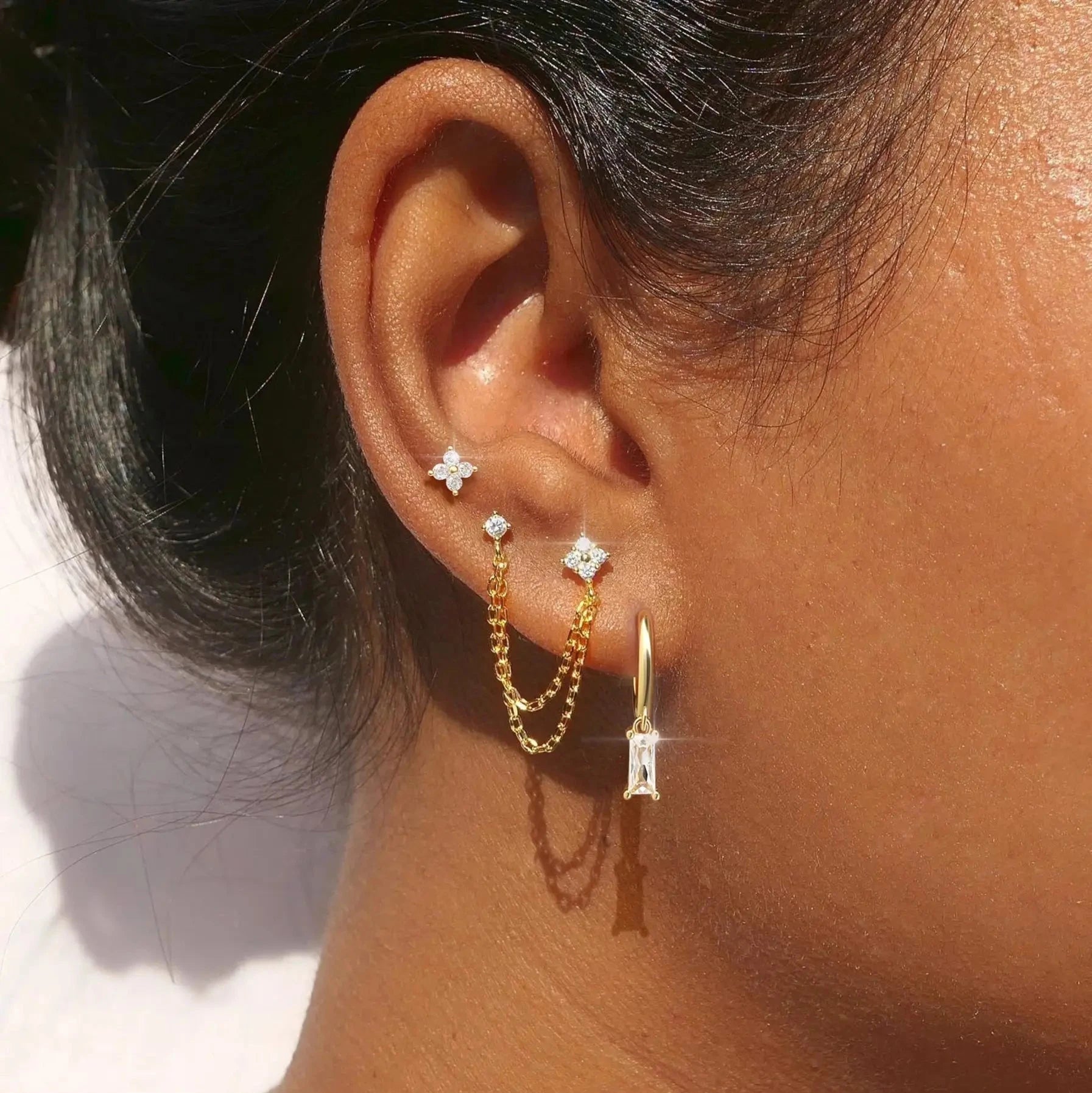 Pendientes de botón con estrellas de cristal