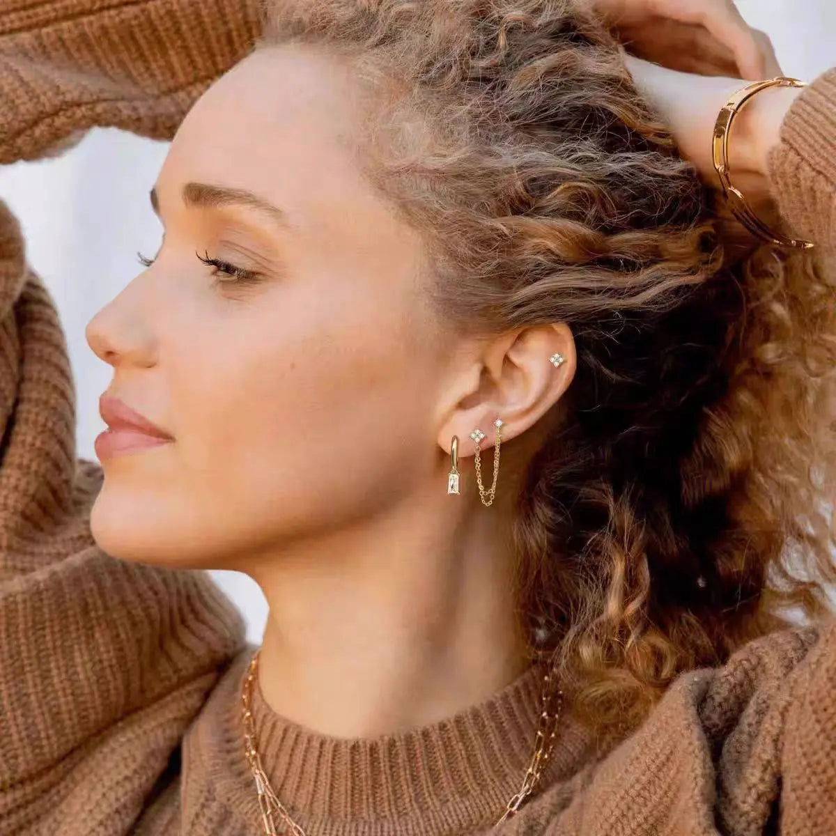 Pendientes de botón con estrellas de cristal