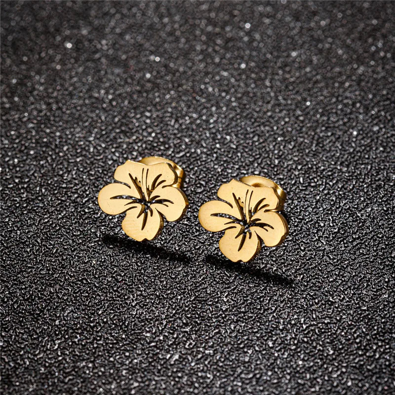 Pendientes de botón flores mujer oro