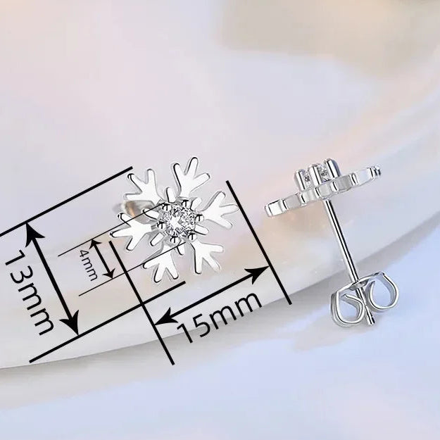 Pendientes de botón Copo de Nieve con Circonio