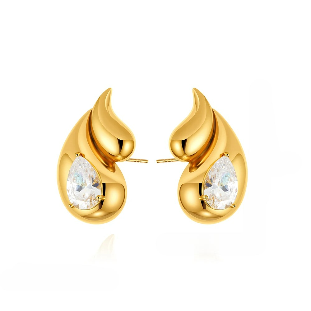 Pendientes de Clavo Gota de Agua y Strass