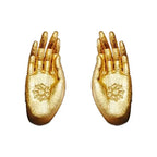 Pendientes de botón Mano de Buda oro