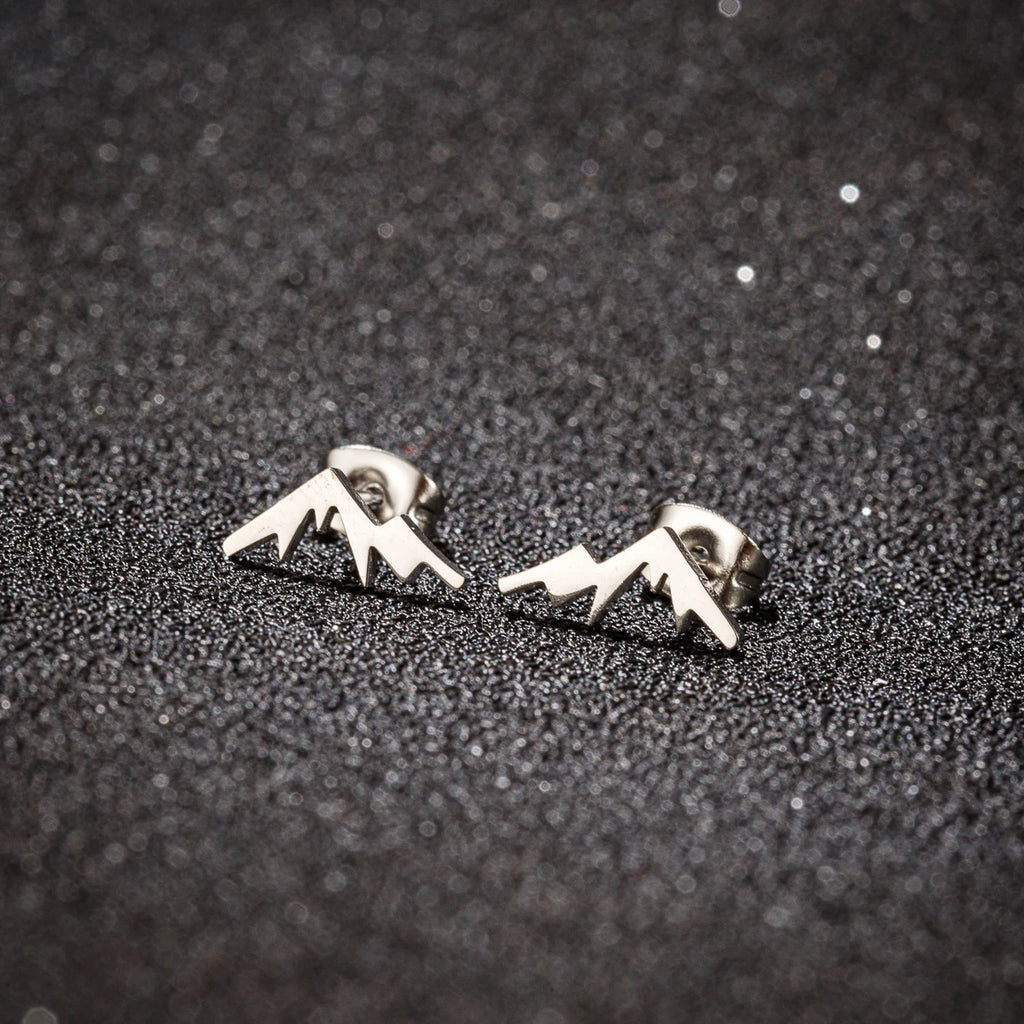 Pendientes de botón Montaña para Mujer u Hombre plata