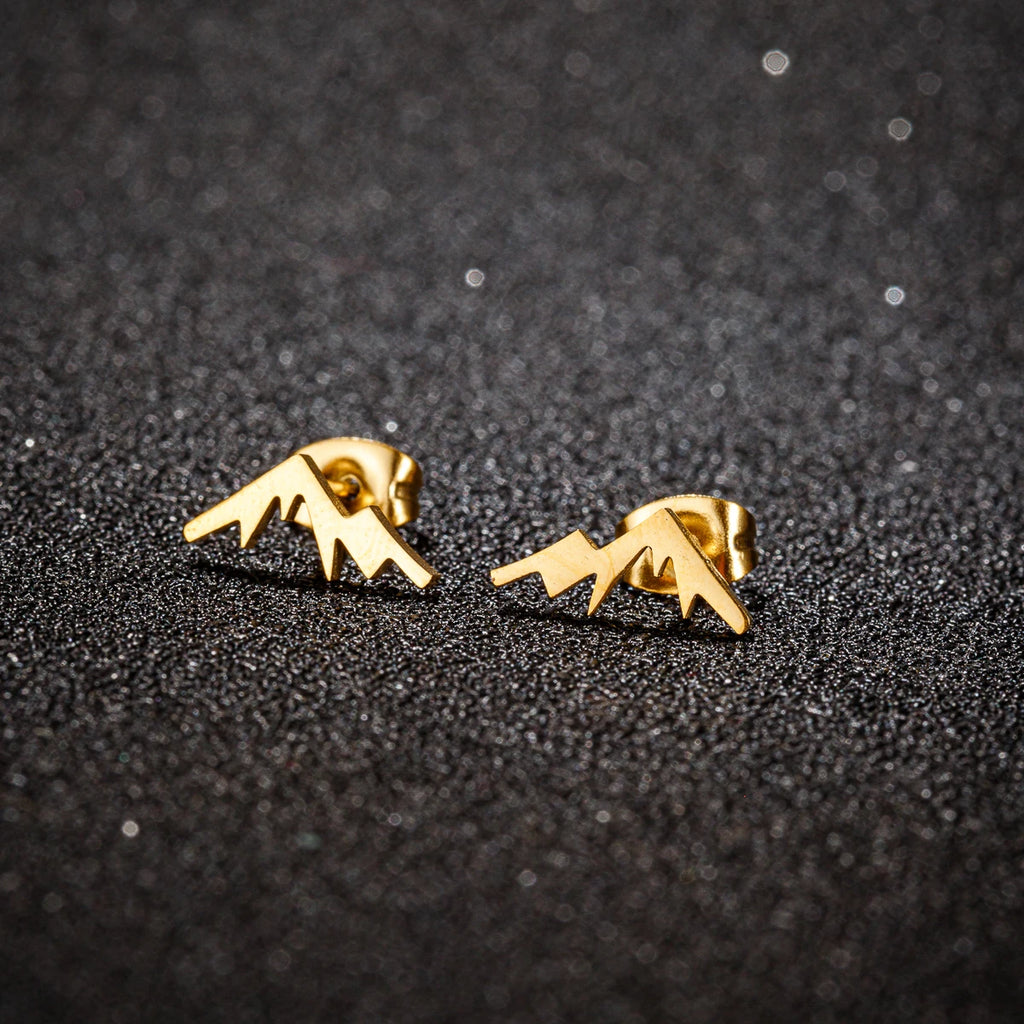 Pendientes de botón Montaña para Mujer u Hombre oro