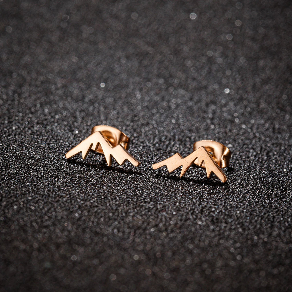 Pendientes de botón Montaña para Mujer u Hombre oro rosa
