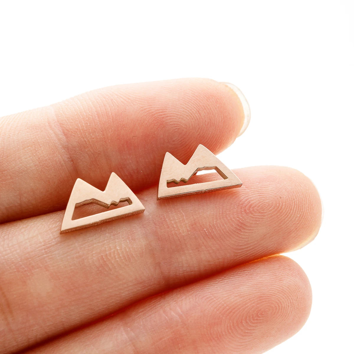 Pendientes de botón Montañas Minimalistas oro rosa