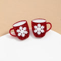 Pendientes de botón taza con copo de nieve