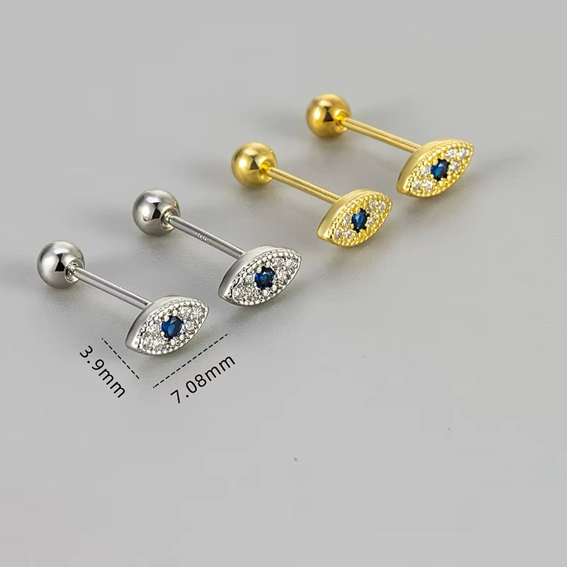 Pendientes de Botón Contra el Mal de Ojo con Strass
