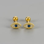 Pendientes de Botón Contra el Mal de Ojo con Strass dorados