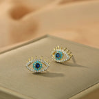 Pendientes de botón Ojo Azul y Strass