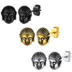 Pendientes de botón Cabeza de Buda oro