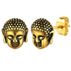 Pendientes de botón Cabeza de Buda oro