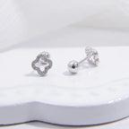 Pendientes de Clavo Trébol de 4 Hojas plata
