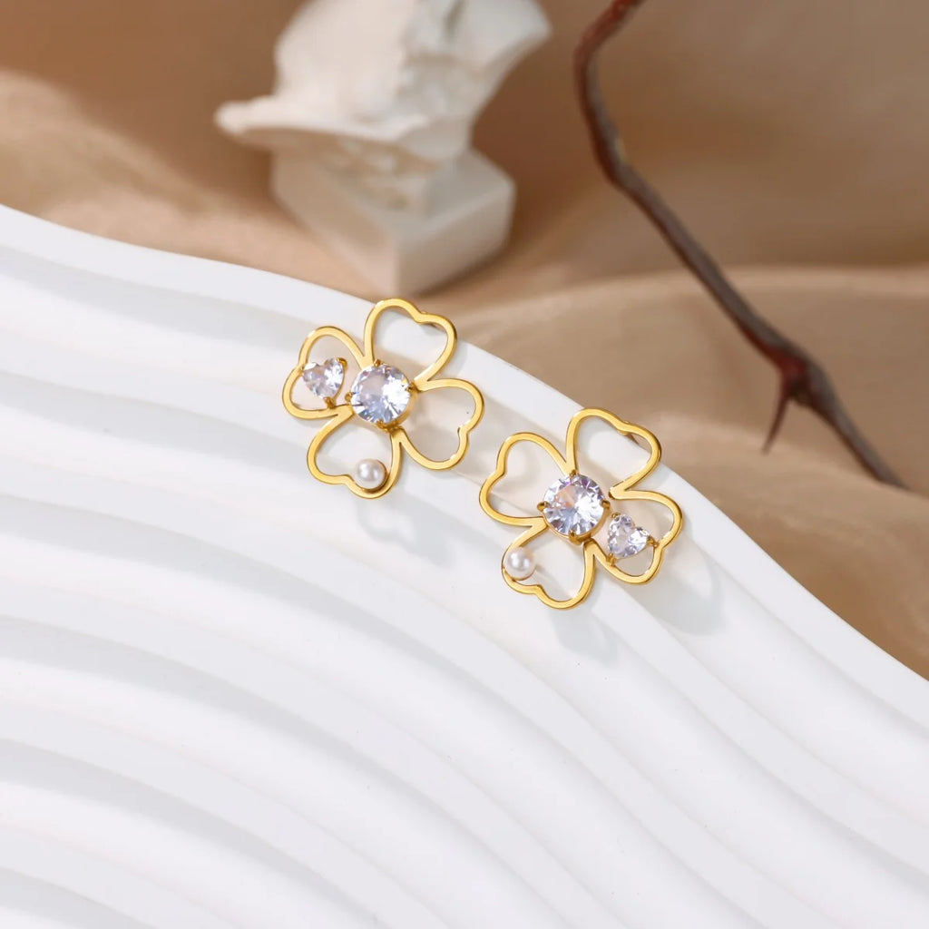 Pendientes de Tacha Trébol de 4 Hojas de la Suerte